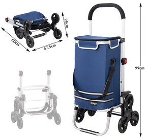 Carucior cumparaturi  Stairs Climber pliabil husa detasabila 3 roti  Metal/Poliester Albastru