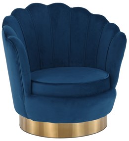 Scaun, ţesătură albastră din catifea / auriu, ROLIO