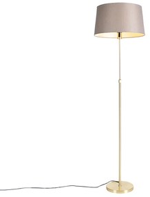 Lampă de podea auriu/alamă cu abajur din in taupe 45 cm - Parte