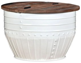vidaXL Măsuță de cafea in formă de butoi lemn masiv reciclat alb