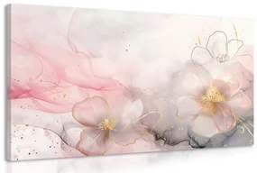 Tablou flori elegante cu atingere de roz-auriu