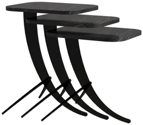 Masă pliabilă Pion Black Marble, 3 buc