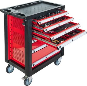 Cărucior pentru scule profesionale 217 piese 7 sertare 79156