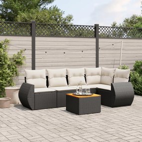 3257323 vidaXL Set mobilier de grădină cu perne, 6 piese, negru, poliratan