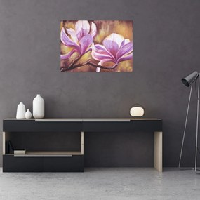 Tablou pe sticlă - Flori de magnolie (70x50 cm)