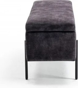 Bancheta cu spatiu de depozitare Loft 100cm, catifea gri