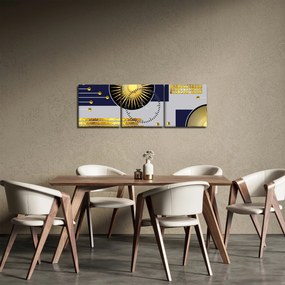 Tablou - Cercuri aurii (cu ceas) (90x30 cm)