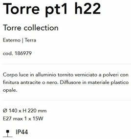 Stalp exterior design modern TORRE pt1 h22 negru