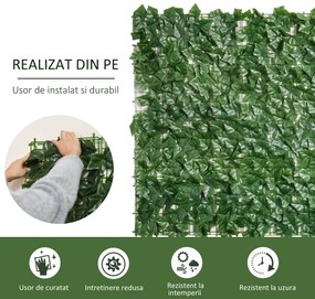 Outsunny Gard Artificial Iederă PE Anti-UV pentru Intimitate și Decor Verde Închis 300x100cm | Aosom Romania