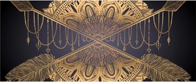 Tablou - Mandala aurie cu săgeți (120x50 cm)