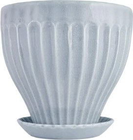 Oală decorativă vintage din ceramică stoneware, albastru deschis „Anna”