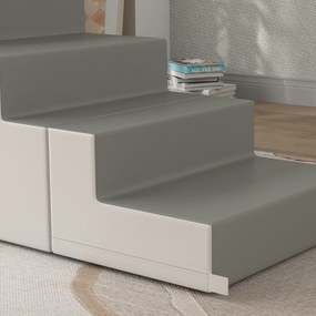 HOMCOM Jucărie de cățărat și alunecat pentru copii, stimulează motricitatea, piele artificială, spumă EPE, 86x49x47 cm, Gri | Aosom Romania