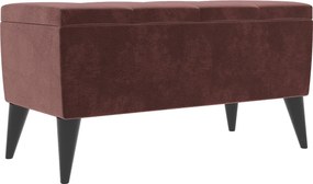 Bancheta Tapitata Mera, cu spatiu depozitare, Mov, Stofa, 80 x 37 x 42 cm