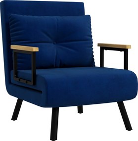 HOMCOM Canapea Extensibilă cu Spătar Reglabil pe 5 Nivele, Canapea Pat Individuală Pliabilă cu Perne, 63x73x81 cm, Albastru | Aosom Romania