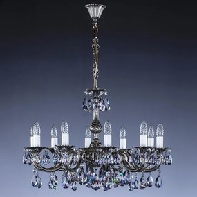 Candelabru Cristal Bohemia Exclusive 10 brate, diam.72cm ALICE X. nickel antique 8006 CE