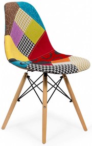 Scaun living multicolor din stofa cu design patchwork BUC 232C
