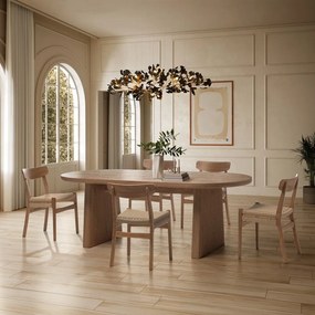 Scaune de dining în culoare naturală 2 buc. din lemn de arbore de cauciuc Biel – MOME