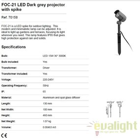 Tarus cu proiector LED iluminat exterior design modern FOC-21 70158