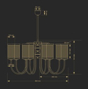 Candelabru 8 brate design clasic din alama OLZANO
