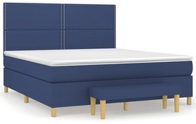 3137099 vidaXL Pat box spring cu saltea, albastru, 180x200 cm, material textil