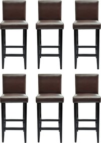 vidaXL Scaune de bar, 6 buc., maro închis, piele ecologică