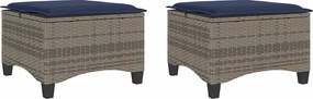 vidaXL Scaune de grădină cu perne 2 buc Gri 55x55x36 cm Poly Ratan
