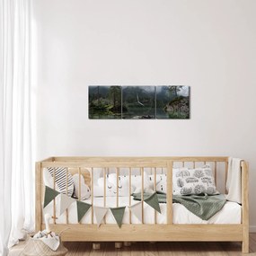Tablou cu pomi în lac (cu ceas) (90x30 cm)