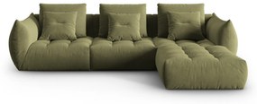Coltar modular Bloom cu tapiterie din catifea, verde deschis