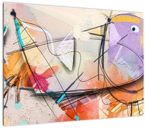 Tablou pe sticlă - Abstract, pasăre (70x50 cm)