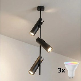 Brilagi - Lustră LED RGBW reglabilă pe tijă BRANCH 3xGU10/6,5W/230V neagră