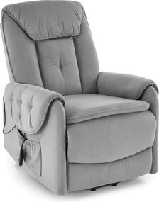 Fotoliu recliner HORTON, stofa catifelata gri - Mavel 14, 80x97/158x90