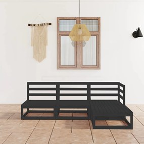 vidaXL Set mobilier de grădină, 4 piese, negru, lemn masiv de pin