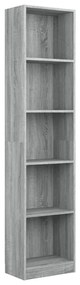 816069 vidaXL Bibliotecă cu 5 niveluri gri sonoma 40x24x175 cm lemn compozit