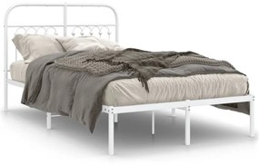 376647 vidaXL Cadru de pat metalic cu tăblie, alb, 120x200 cm
