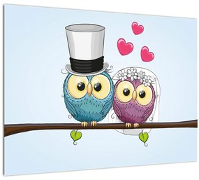 Tablou - Bufnițe îndrăgostite (70x50 cm)