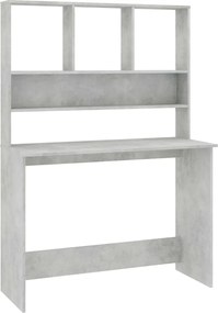 vidaXL Birou cu rafturi, gri beton, 110x45x157 cm, PAL