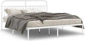 vidaXL Cadru de pat metalic cu tăblie, alb, 183x203 cm
