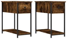 vidaXL Noptiere, 2 buc., stejar afumat, 30x60x60 cm, lemn prelucrat
