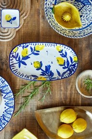 Platou din ceramica pictat manual, design mediteraneean, "Maxima"