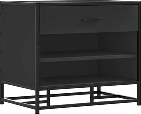 vidaXL Bancă de pantofi neagră 60x40x53,5 cm lemn și metal prelucrat