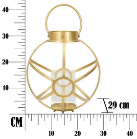 Suport de lumanare auriu din sticla si metal, ø 29 x h42,5 cm, Ox Mauro Ferreti