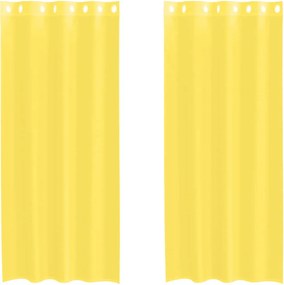 vidaXL Perdele Voile cu Oelii 2 buc Galben
