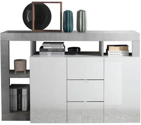 Comodă LENOR albă/gri beton