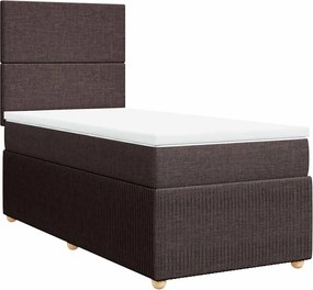 vidaXL Pat box spring cu saltea, maro închis, 90x190 cm, textil