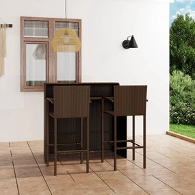 3064885 vidaXL Set mobilier de bar de grădină, 3 piese, maro