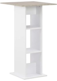 vidaXL Masă de bar, alb și gri beton, 60 x 60 x 110 cm