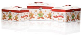 Set de 3 cutii stil cufar cu turta dulce de Craciun
