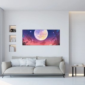 Tablou - Femeie și câine pe lună plină (120x50 cm)