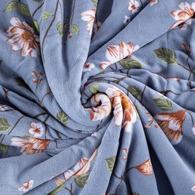 Pătură cu blăniță MAGNOLII aurie 150 x 200 cm