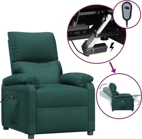 vidaXL Fotoliu rabatabil electric, verde închis, material textil